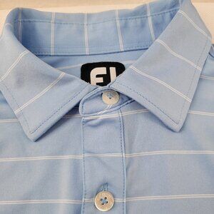 FootJoy Polo Shirt Men's M Light Blue Stripe Golf Performance Casual